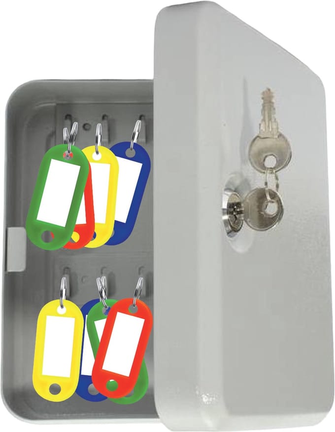 PACK DEAL - 8 Sleutellabels + Sleutelkast Met Sleutel en 20 Haken