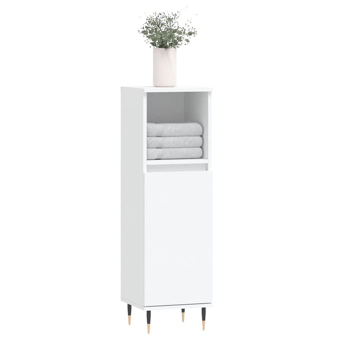vidaXL - Badkamerkast - 30x30x100 - cm - bewerkt - hout - wit
