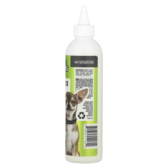 Paws & Pals, solution nettoyante pour oreille entière, 8 fl oz (237ml) white