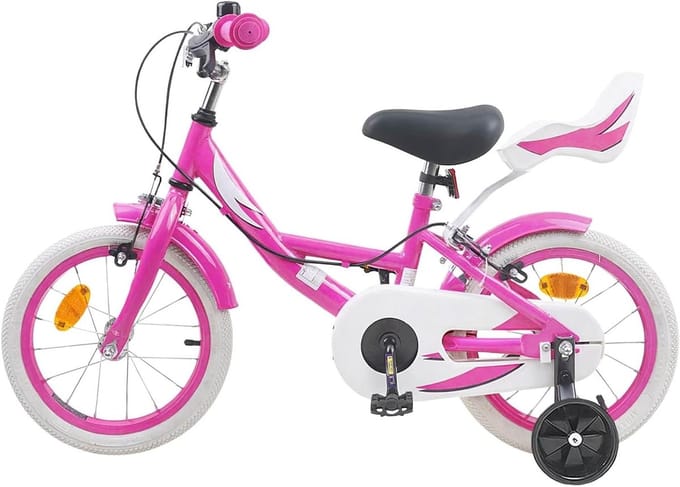 Kinderfiets 14 Inch - Loopfiets Peuter - Buiten Spelen - Verstelbaar Zadel - 95-110 cm - Roze