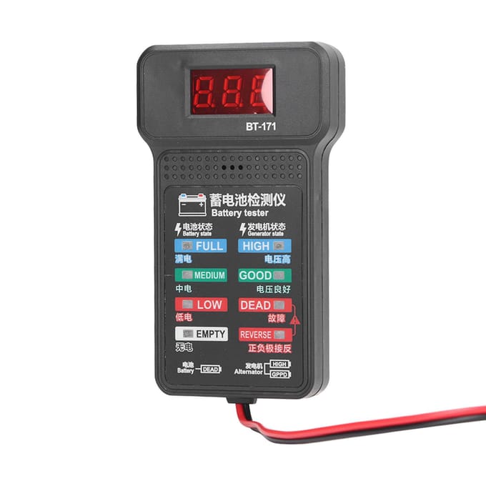 BT 171 Automotive Dynamo Tester 12V Digitale Auto Accu Analyzer voor Vrachtwagen Motorfiets SUV Boot black