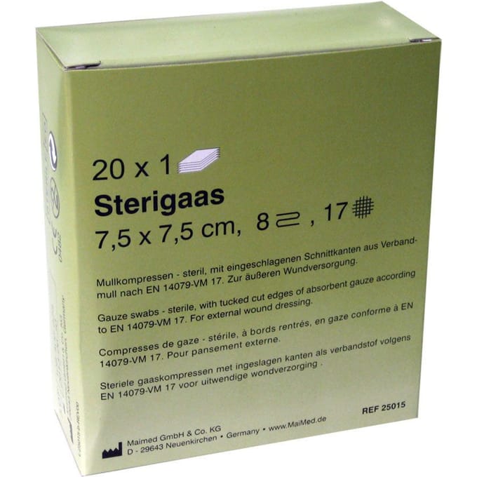 Sterigaas KP Steriel 8L 7.5cm x 20 Compressen