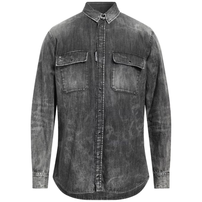 Dsquared2 Regular Fit Vervaagd Zwart Denim Shirt