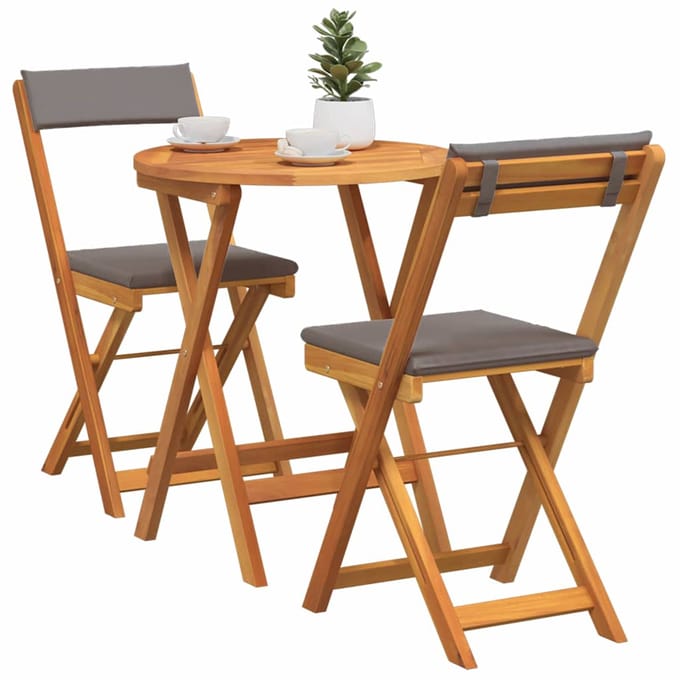 vidaXL - Tuin - Eettafel - Set - 3 - st - Olie - Natuurlijk - Massief - Acacia - Hout