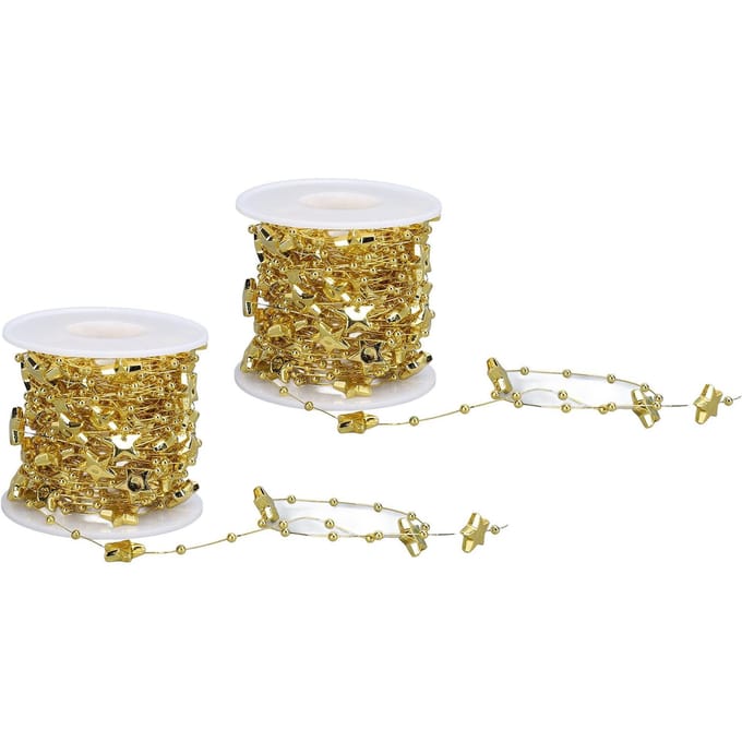 2 Rollen Ster Kralen String Slinger 10m Lengte Knipbaar Decoratieve Kralen Slinger voor Bruiloft Kerst goud
