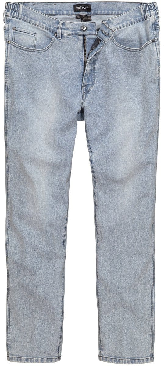 Men Plus - Heren - Jeans straight fit opzij elastische tailleband - Gebleekt denim - Maat 52