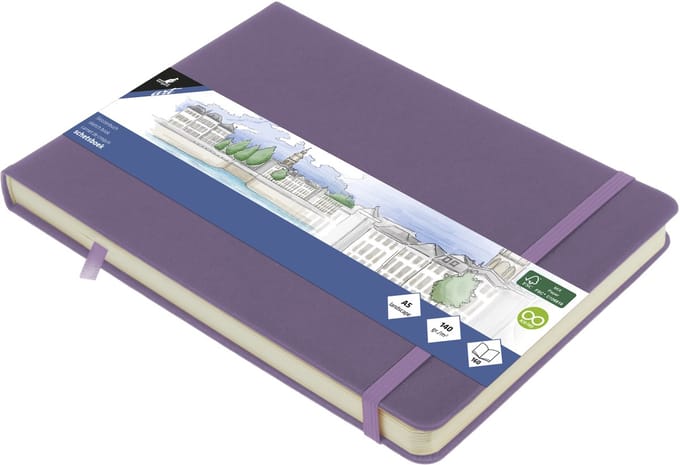 Kangaro schetsboek A5 liggend - heather purple - met elastiek en lint