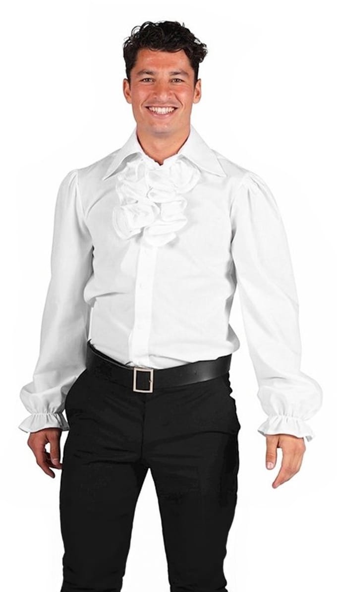 Ruchehemd met jabot wit