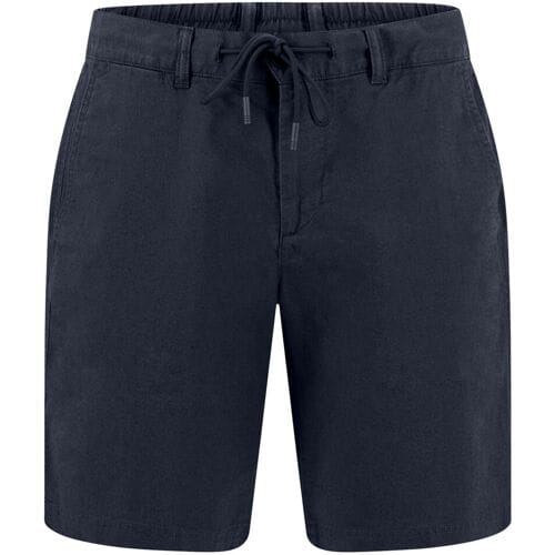Fynch-Hatton Bermuda Solid Color Cotton Linnen Drawstring Dark Navy / male