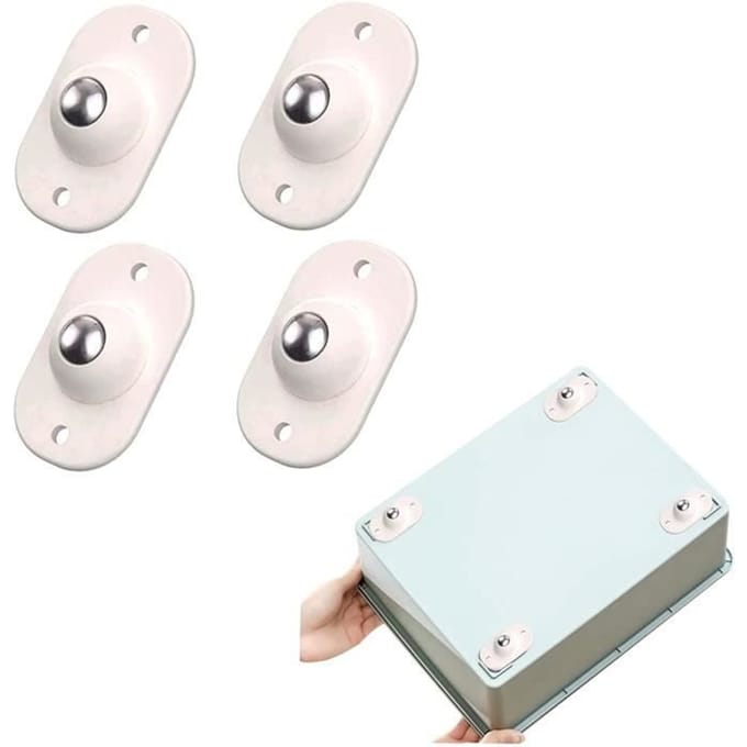 Mini Roulettes Pivotantes - Acier Inoxydable - Lot de 4 - Auto-Adhésives - Silencieuses - 360°