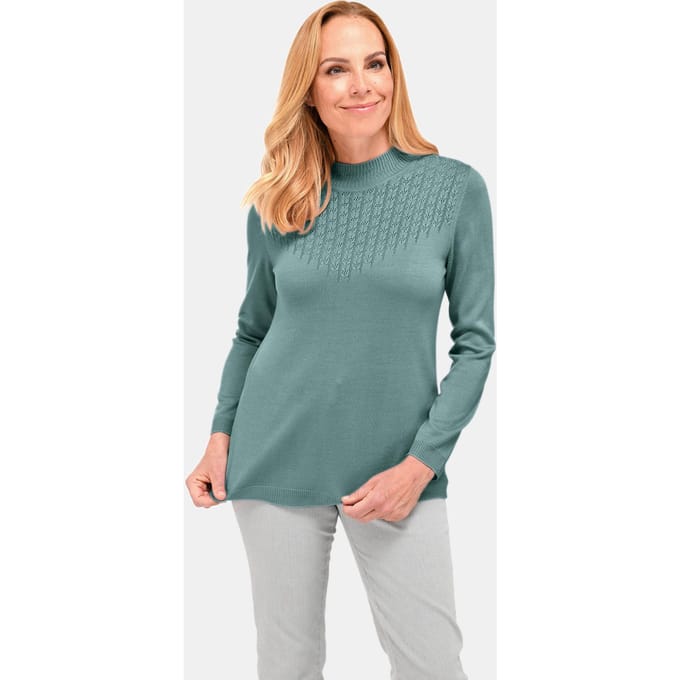 Pullover met opstaande kraag - grijsgroen - Gr. 21 van Goldner Fashion