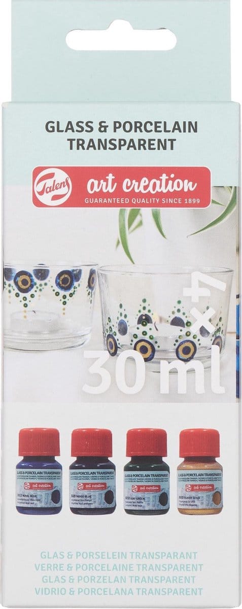 Talens Art Creation Glas & Porselein Transparant Set 4 x 30 ml Blauw