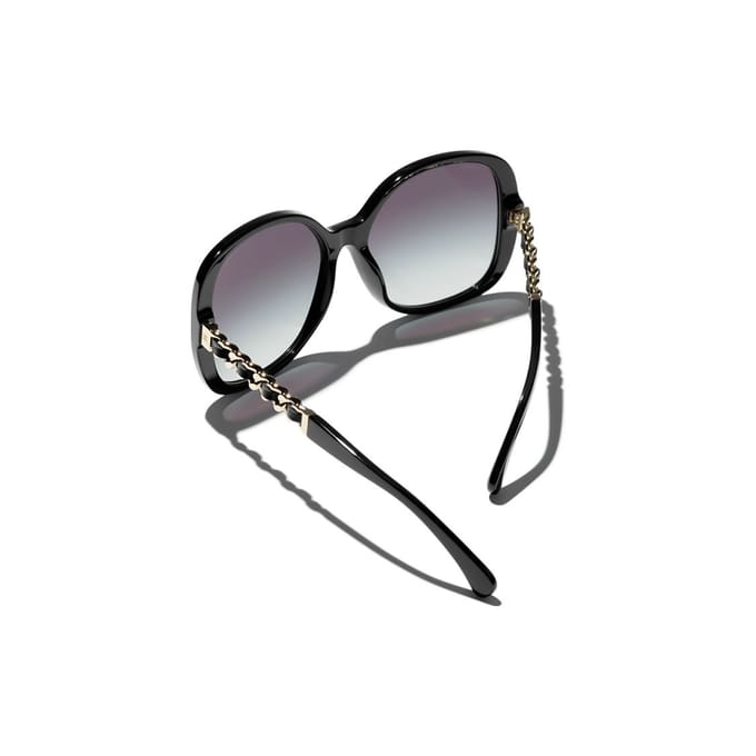 Chanel Mode Tendance Personnalité Forme Irrégulière Lunettes de Soleil Lunettes de Soleil Unisexe CH5470Q-C622S6 Basic Packaging-Eyeglass Case+Box,57mm,Black