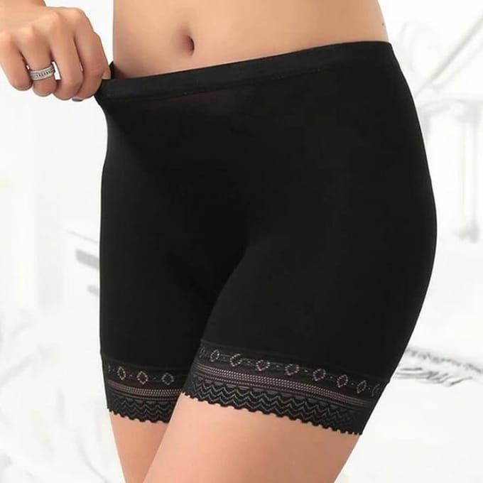 LOUZIR Dames Short Seamless - lange pijp -Basic  korte broek -Zwart Maat L