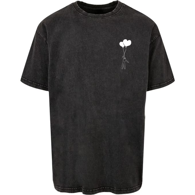 Merchcode - Love In The Air Acid Washed Heavy Oversize Heren Tshirt - XXL - Zwart