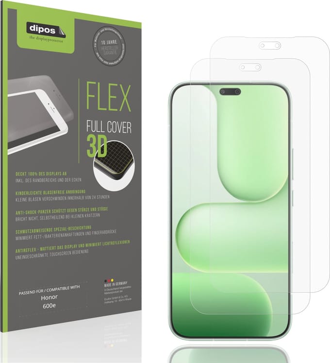 dipos FLEX – 2x Matte Screenprotector geschikt voor Honor 600e | Volledige Schermbescherming | Case-Friendly