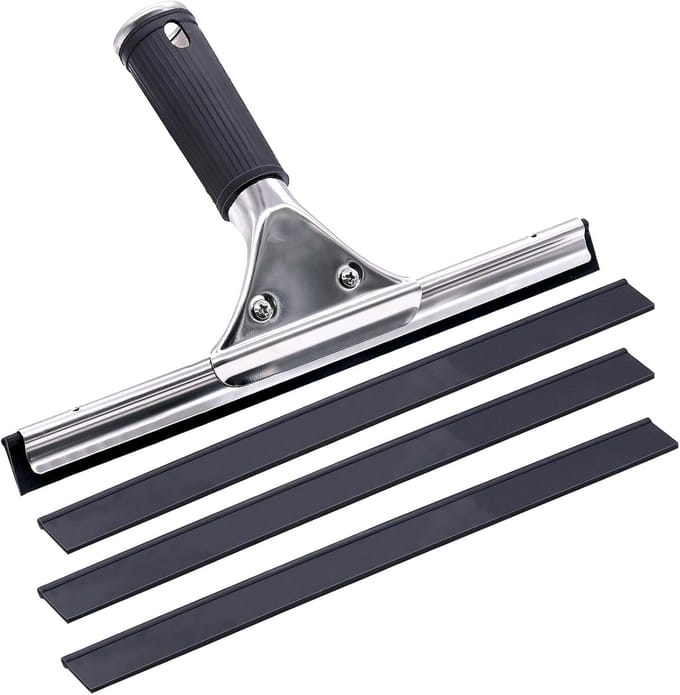 Famanu - Professionele RVS raamtrekker 30 cm met drie vervangbare rubbers, voor douche en tegels