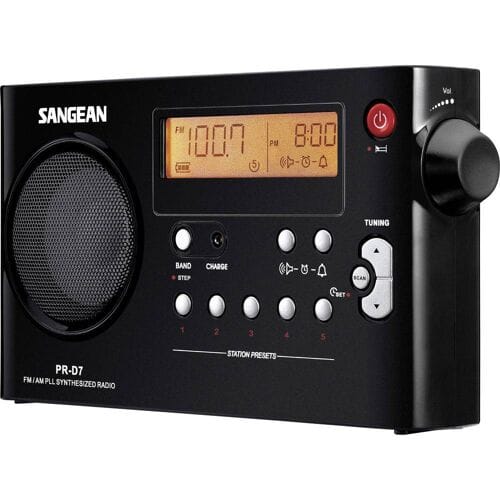 Sangean PR-D7 Transistorradio VHF (FM), Middengolf FM Wekfunctie Zwart