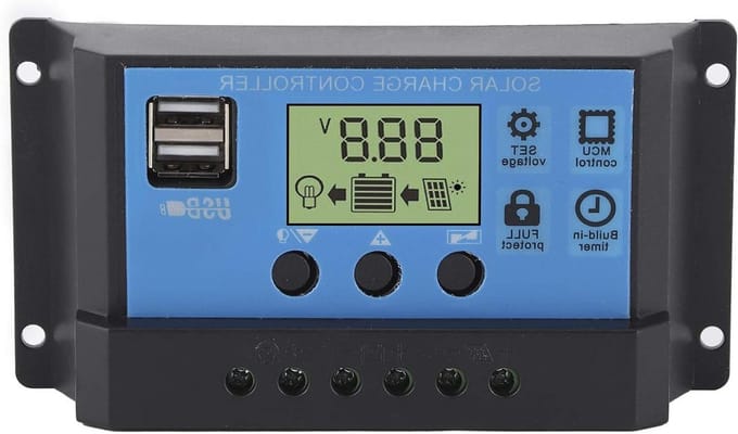 Zonne Laadregelaar - Batterij Controller - Energie Beheer - LCD Scherm - 30 x 133 mm - Zwart