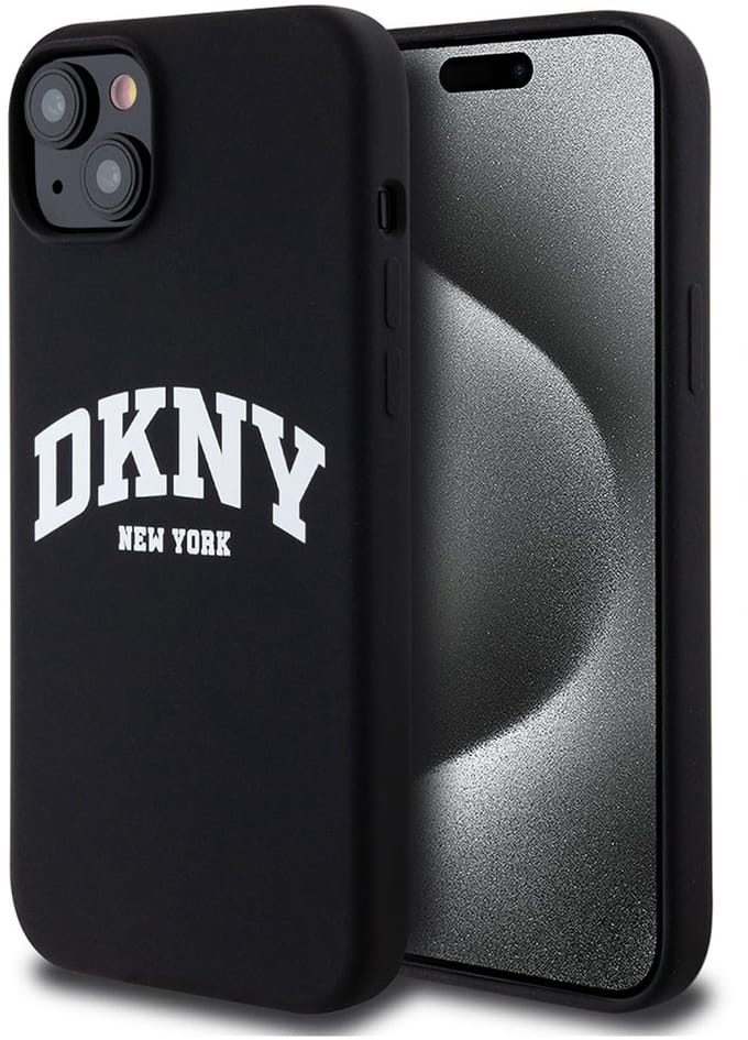 DKNY Silicone Arch Logo Back Case (MagSafe Compatible) - Geschikt voor Apple iPhone 15 Plus (6.7") - Zwart