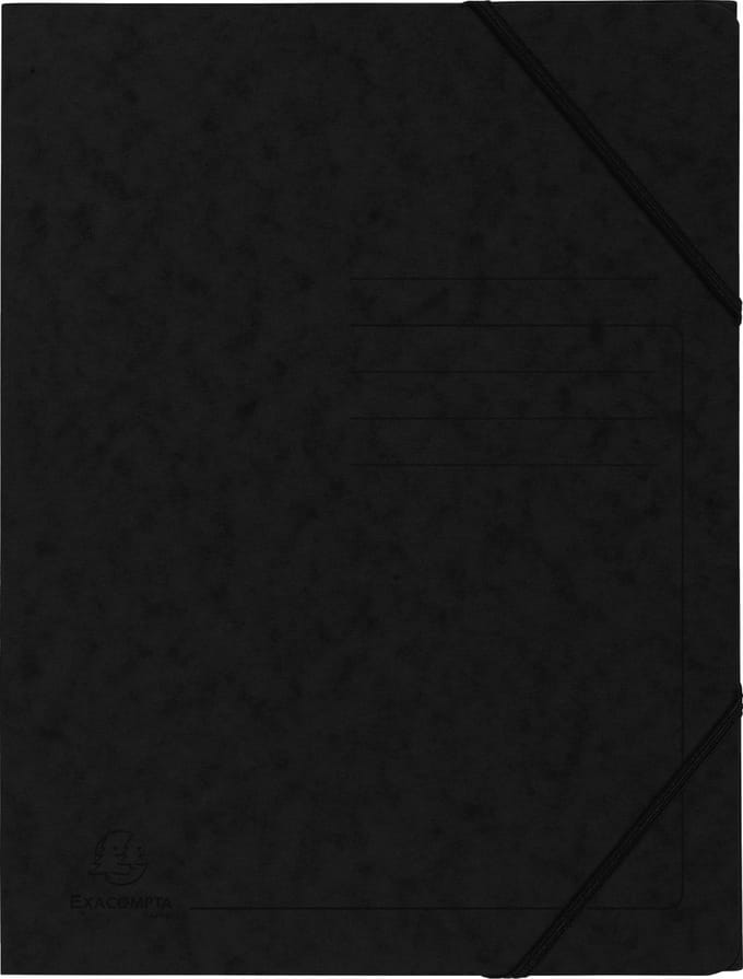 Exacompta 25x Bedrukte Elastomappen zonder klep - glanskarton 355g/m2 - A4 - Zwart - 555411E