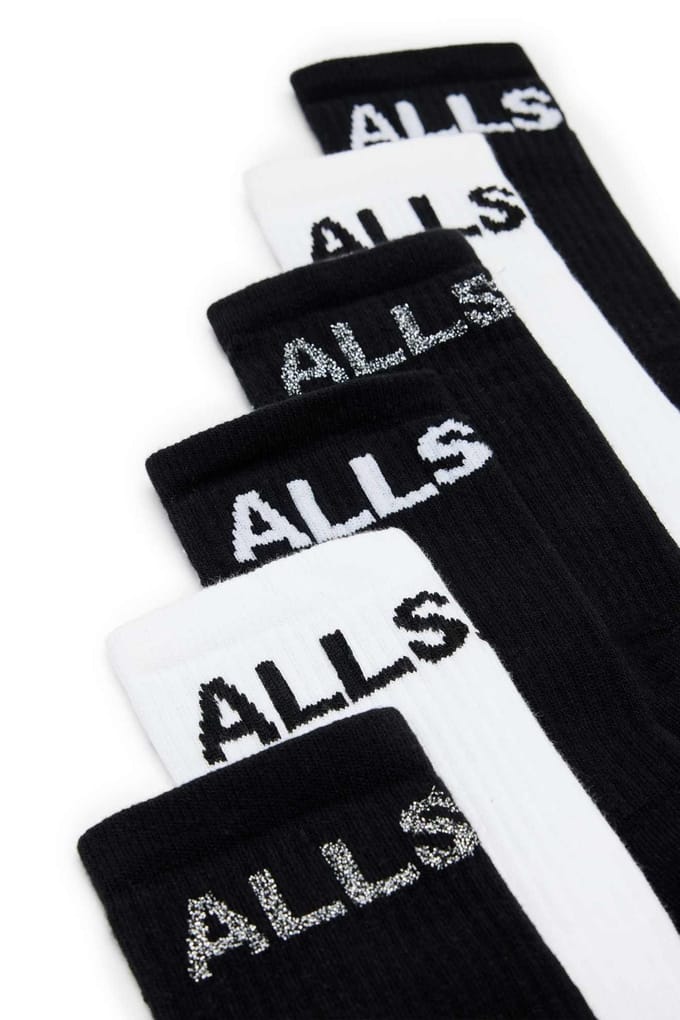 AllSaints Jae Logo Socks 3pk Black/multi Größe: S/M | Unterhosen Outlet | Damen | Schwarz