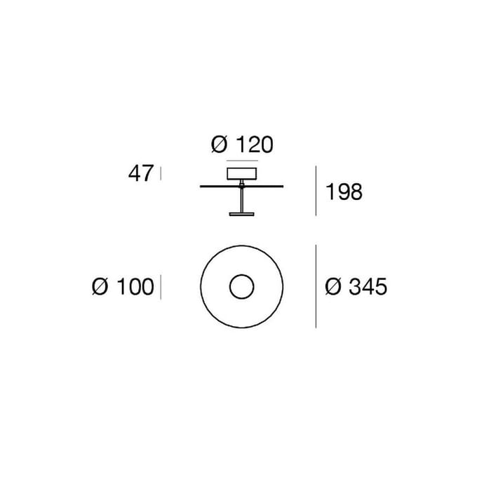 Linea Light LED plafondlamp Stilo_S, zwart, Ø 35 cm