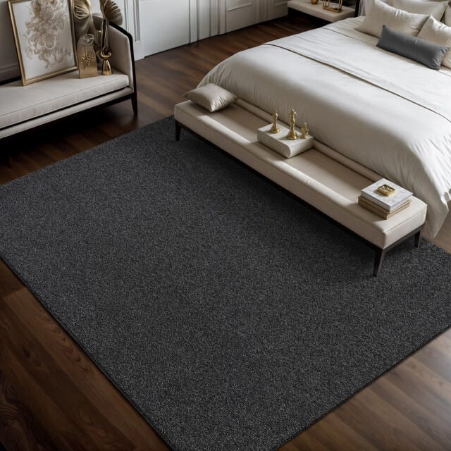 Muratap Lora plus laagpolig effen vloerkleed geweven design antraciet- 140x200 cm