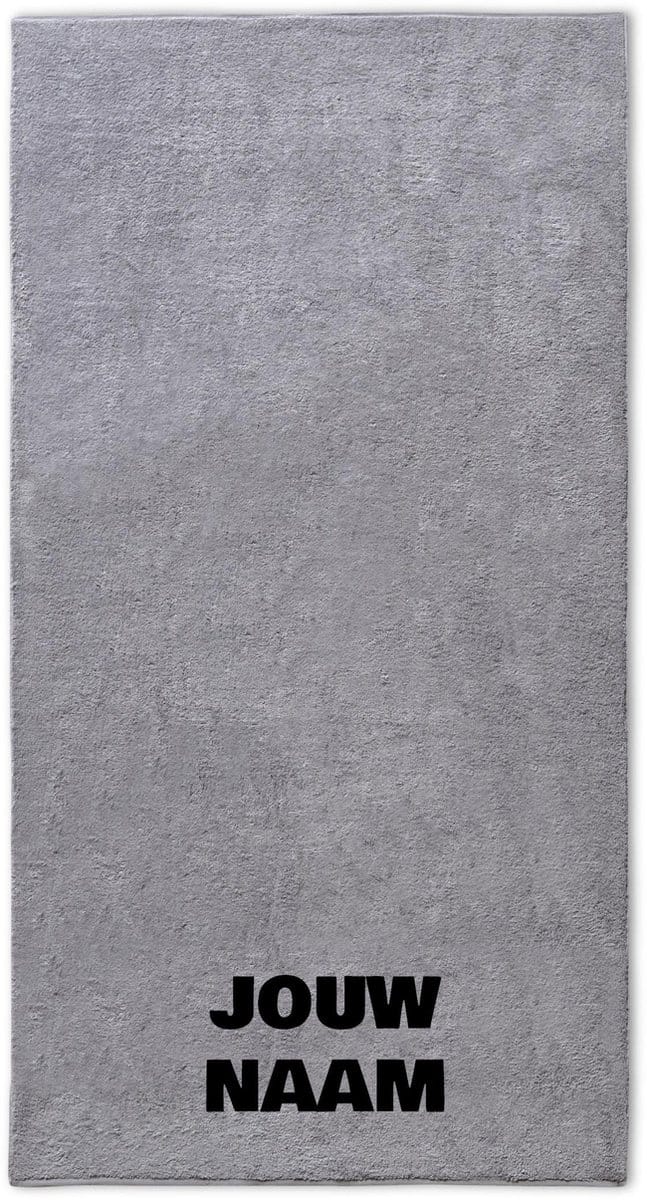 Strandlaken met naam licht grijs 100x200cm