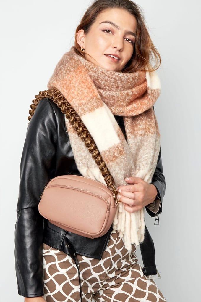 gevlochten strap voor handtas - bruin