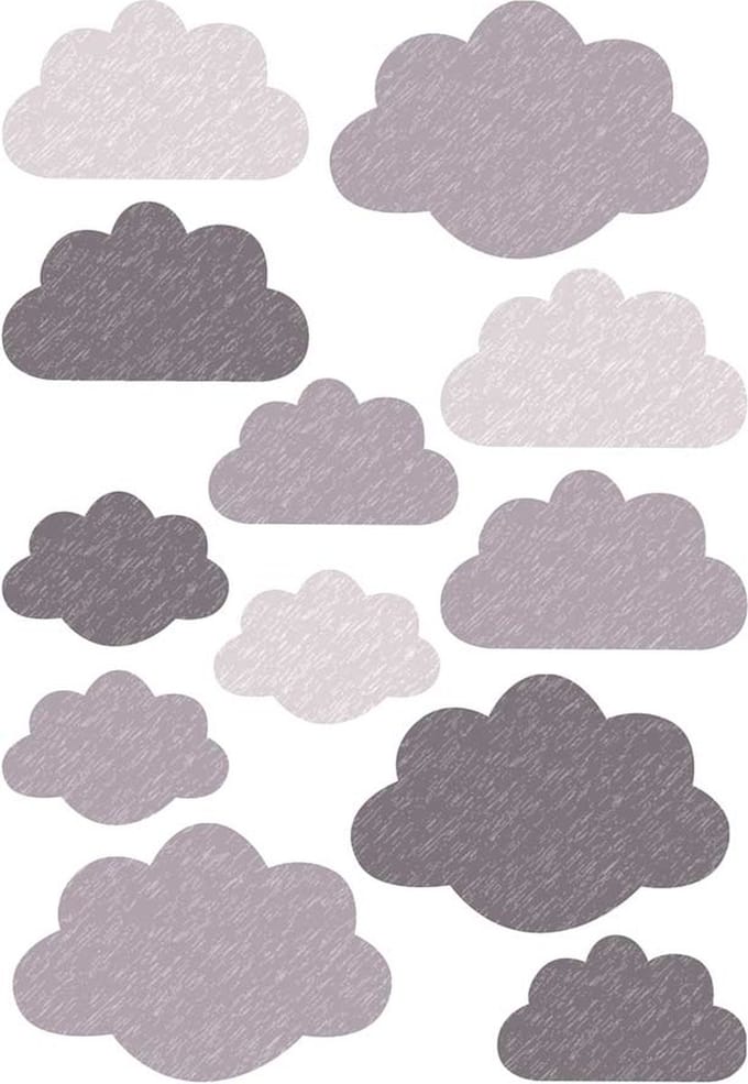 Buokids muursticker wolken grijs