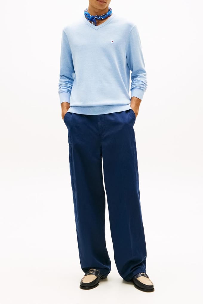 Tommy Hilfiger Essential Cotton Sweater Vessel Blue Heather Größe: M | Pullover Outlet | Herren | Blau