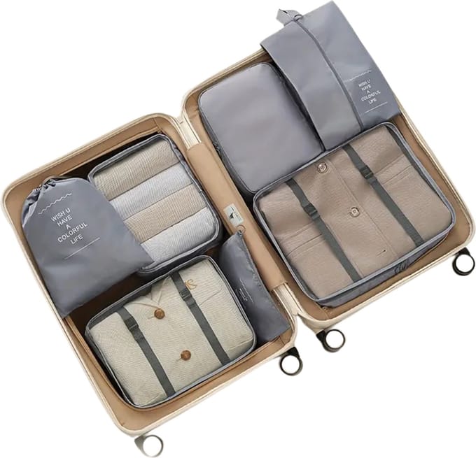 Livano Koffer Organizer Set - Packing Cubes - Compressie - Travel - Compression - Set - Grijs