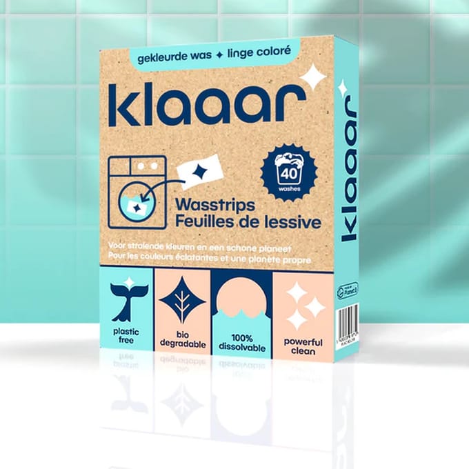 Klaaar Wasstrips Gekleurde Was – Wasmiddeldoekjes zonder Plastic - Laundry Strips 40 Strips