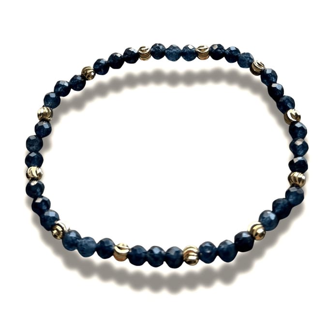 Armband - natuursteen - saffier - gefaceteerd - 4 mm - 18,5 cm - goudkleurig element