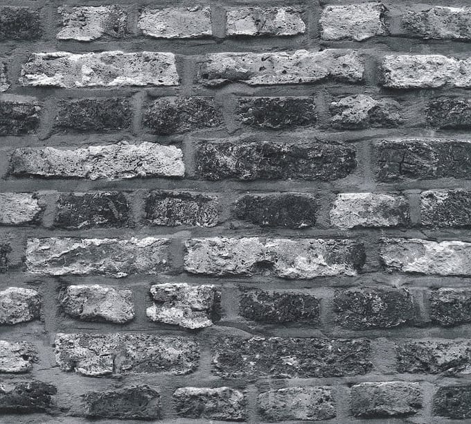 BAKSTENEN BEHANG | industrieel - Grijs Zwart - A.S. Création Elements 2