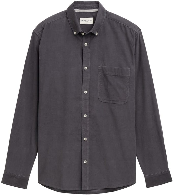 Tom Tailor - Regular fit corduroy overhemd met borstzak - Maat S - classic dark grey
