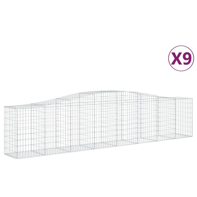 vidaXL - Schanskorven - 9 - st - gewelfd - 400x50x80/100 - cm - gegalvaniseerd - ijzer