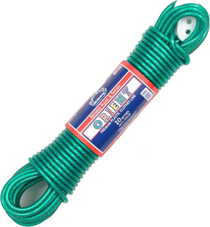 25m PVC Kleding- en Waslijn - Groen 4.8mm Dikke Lijn