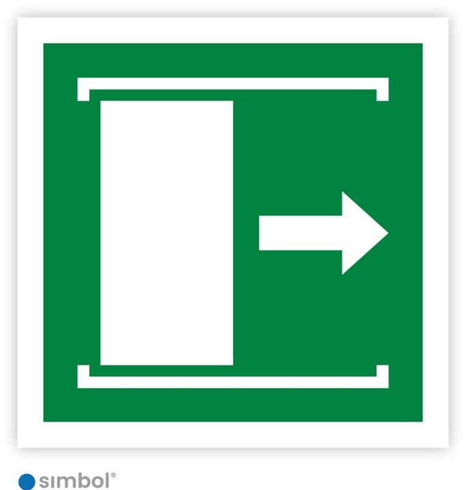 Simbol® - Sticker Deur schuift naar rechts (E033) - Formaat 5 x 5 cm.