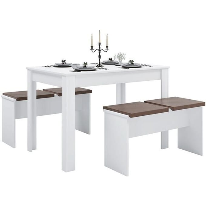 Esal eethoek Eettafel en 2 bankenwit.
