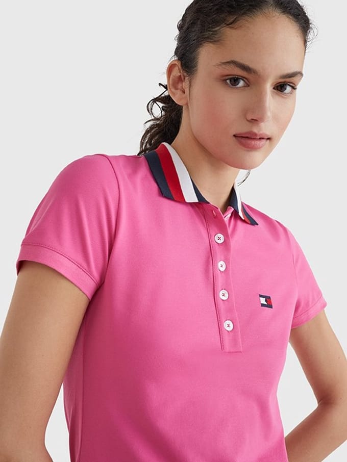 Tommy Hilfiger SS '22 Polo met lintpunt - Roze - M