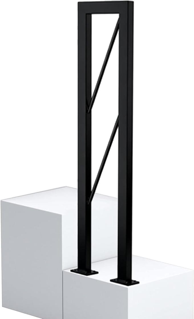 Trapleuning U-vorm - Metalen steun - Veilig traplopen - Ergonomisch ontwerp - 45 cm - Zwart