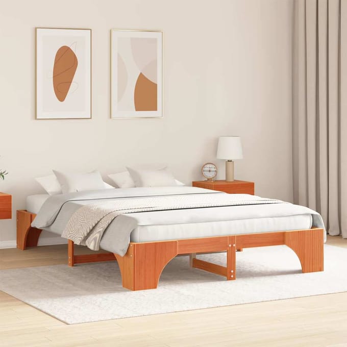 vidaXL - Bedframe - Wasbruin - 160 - x - 200 - cm - Massief - grenenhout