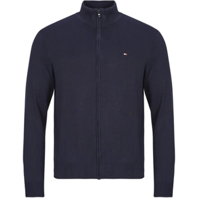 Tommy Hilfiger Essential Cotton Zip Sweater Navy Blue/ivory Petal Maat: XL | Cardigans Outlet | Heren | Blauw