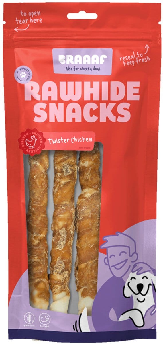 Braaaf Twister Kip 25 cm (8 Stuks) - Voordeelpakket: 2 x 220 g (6 Stuks)