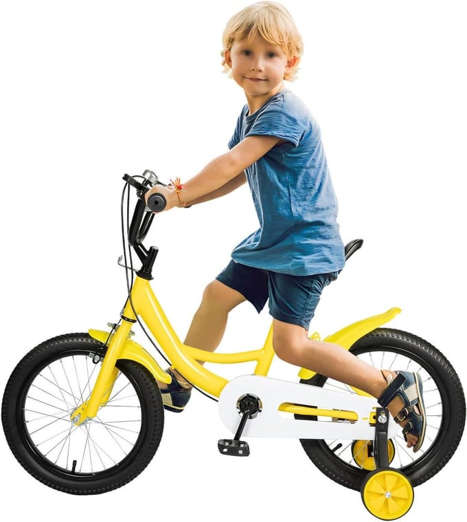 Kinderfiets - Loopfiets - Veilig Leren Fietsen - In Hoogte Verstelbaar - 16 inch - Geel