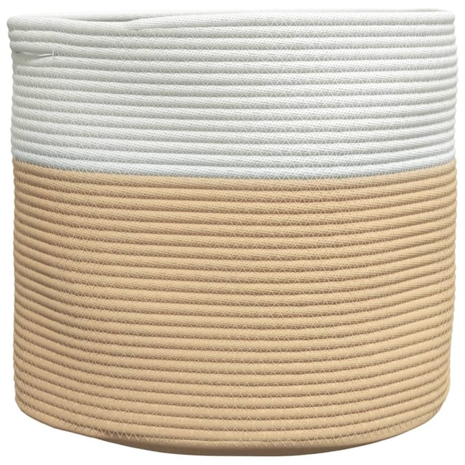 vidaXL - Opbergmand - Ø - 40x35 - cm - katoen - beige - en - wit