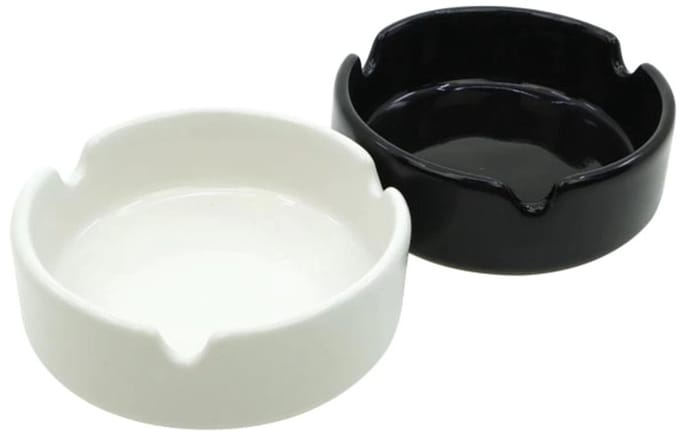 2 Keramische asbakken - Set van 2 - Wit & zwart - Ø 9 cm