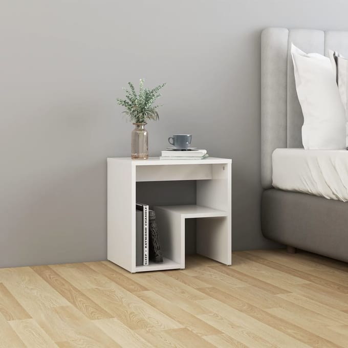 vidaXL - Nachtkastje - 40x30x40 - cm - bewerkt - hout - hoogglans - wit